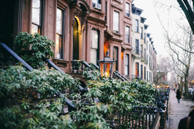 Tree-lined Brooklyn brownstone street